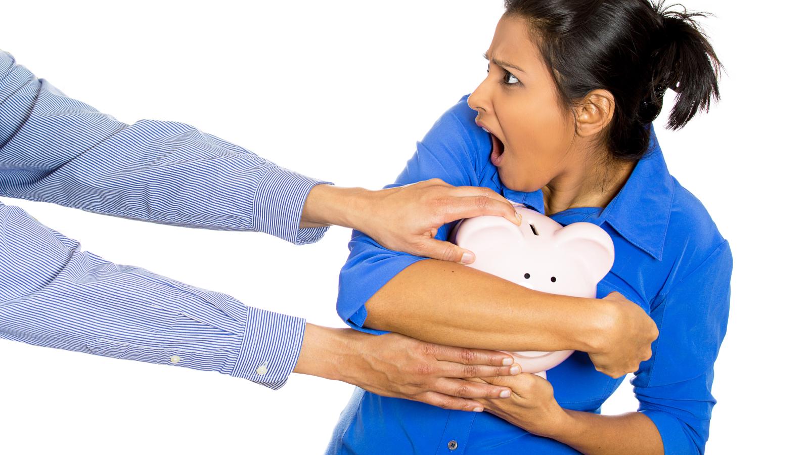 woman with a piggy bank