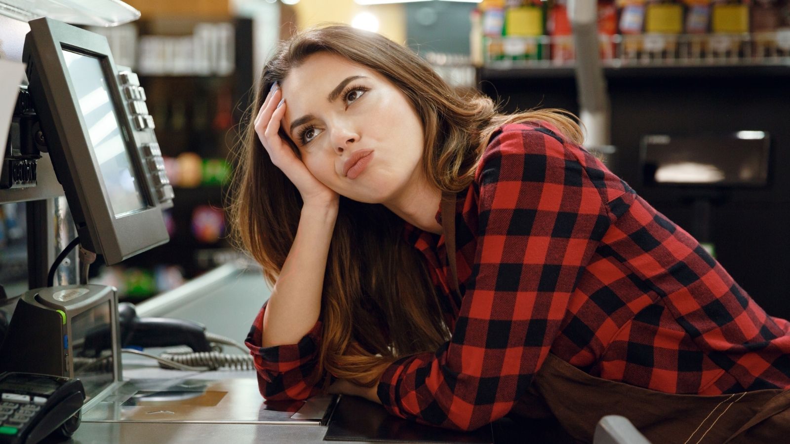 The Ultimate Checkout Line Nightmare: Customer Launches Into Political Rant to a Drained Retail Employee annoyed female cashier