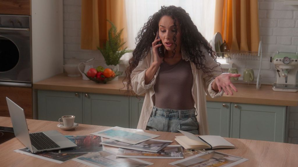 upset woman on phone