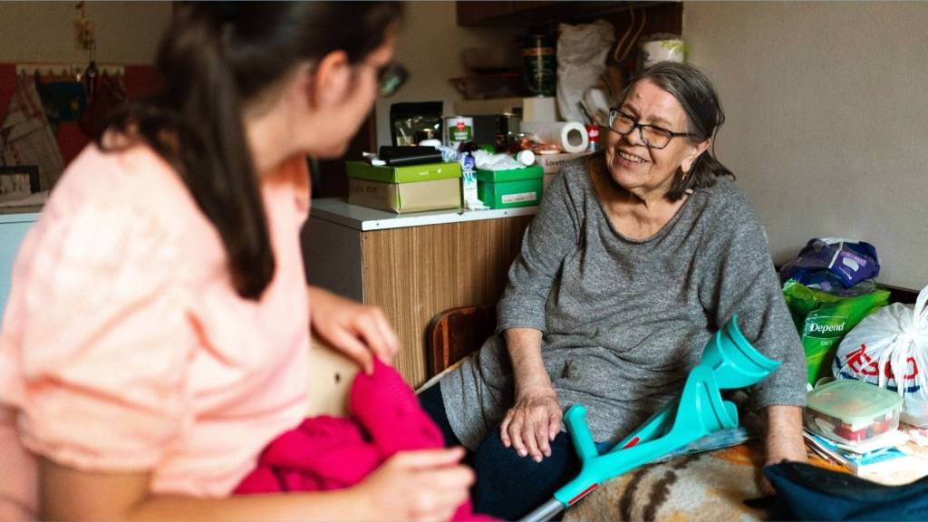 woman caring for her elderly mother