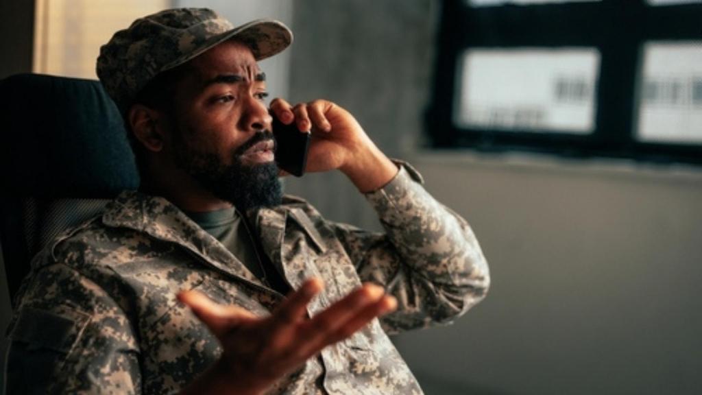 Air force man on phone