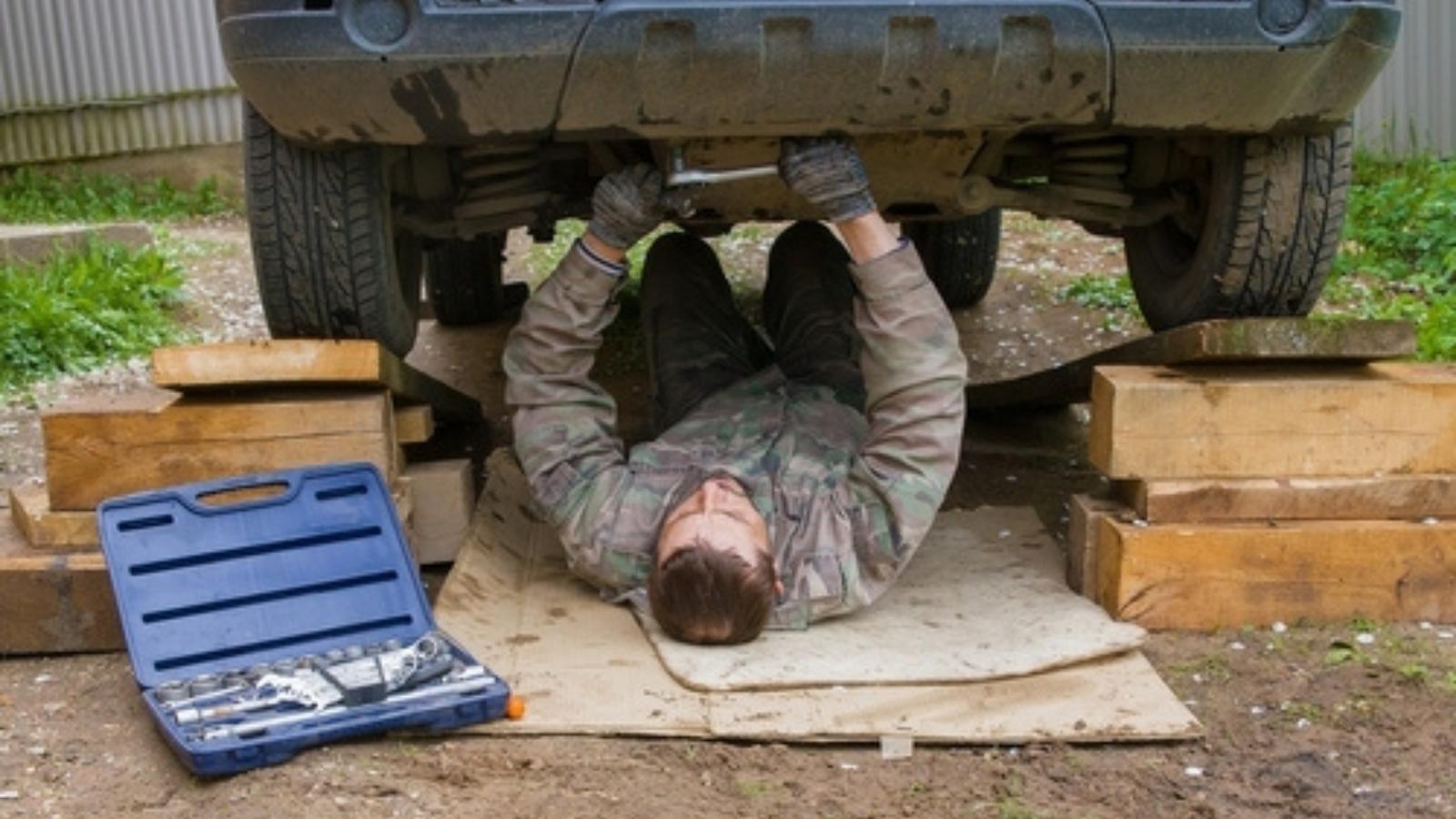 Man working on his car