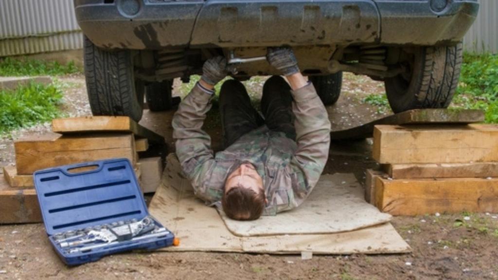 Man working on his car