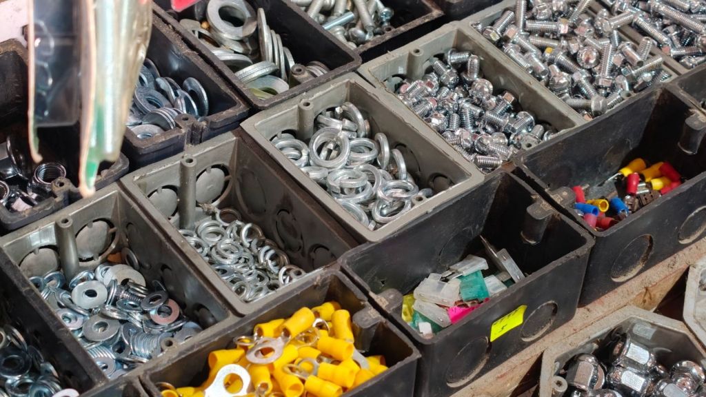 Nuts and bolts at a hardware store
