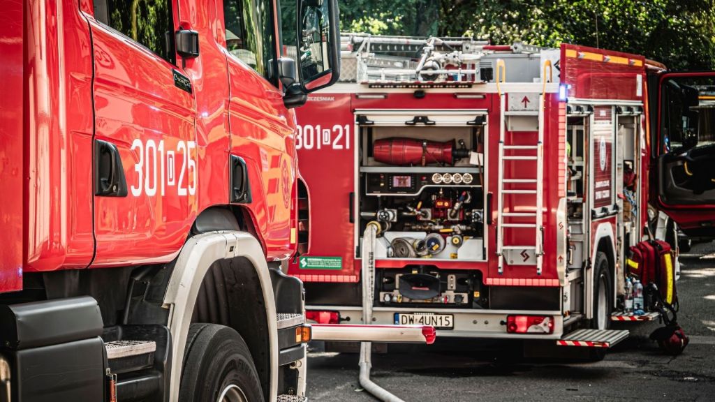 Two fire trucks