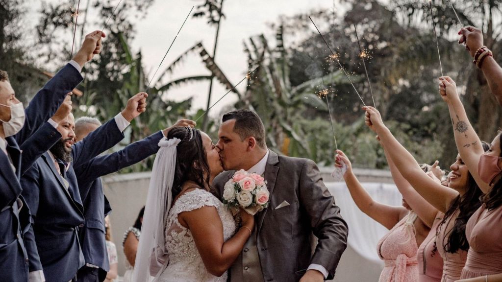 A couple on their wedding day