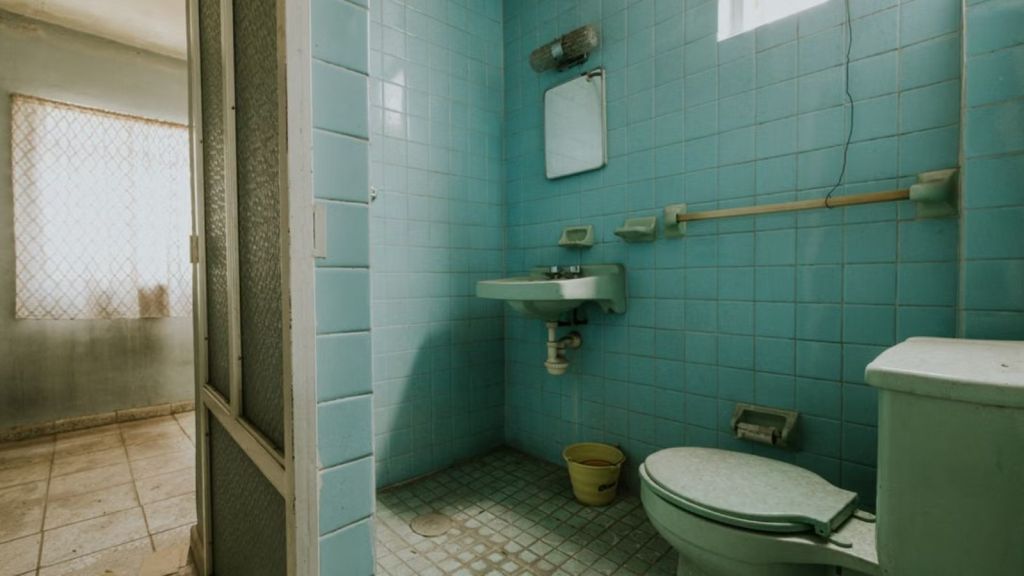 Dirty bathroom with stains and molds