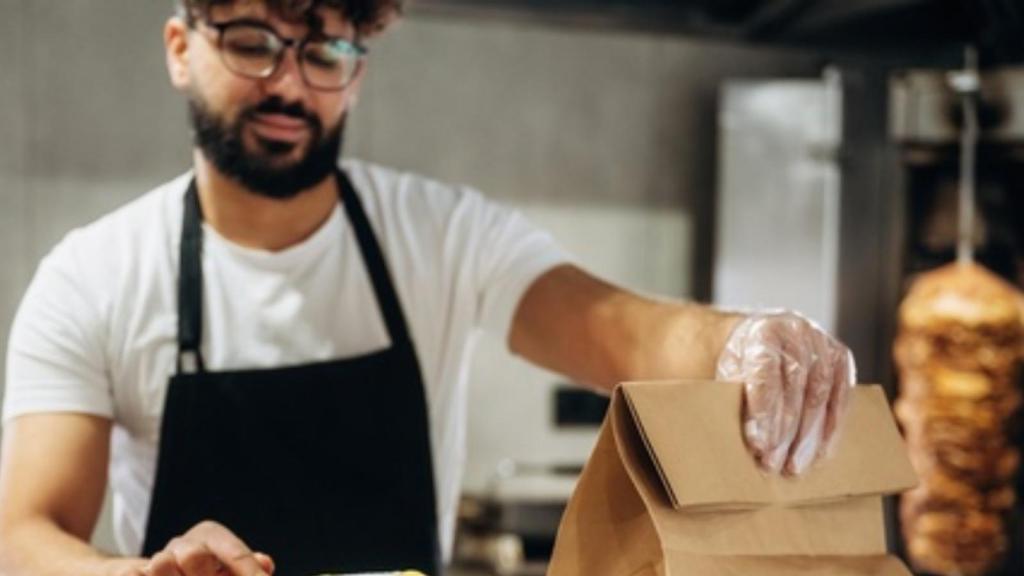 Man working fast food