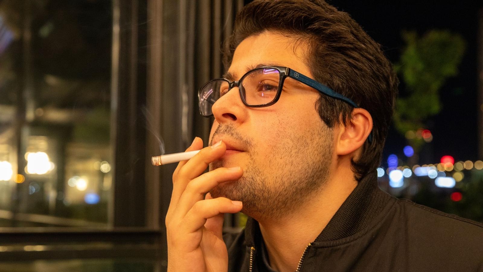 Man smoking a cigarette