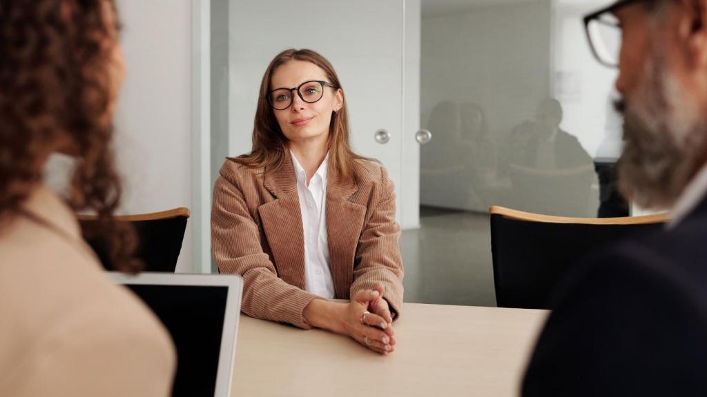Woman in a meeting with HR