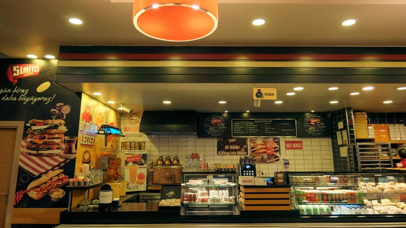 Inside of a fast food restaurant