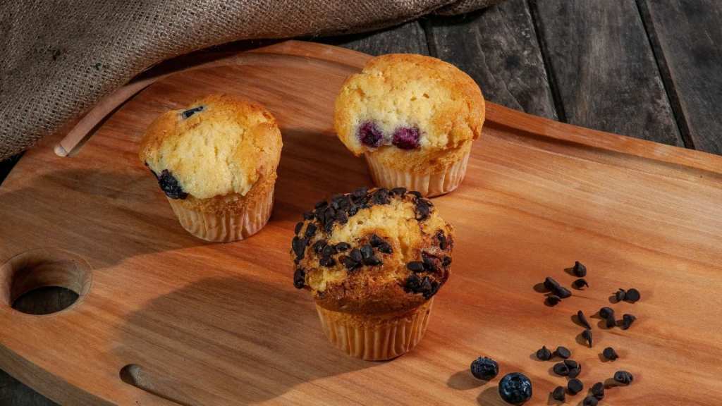 Muffins from Wendy's on a cutting board