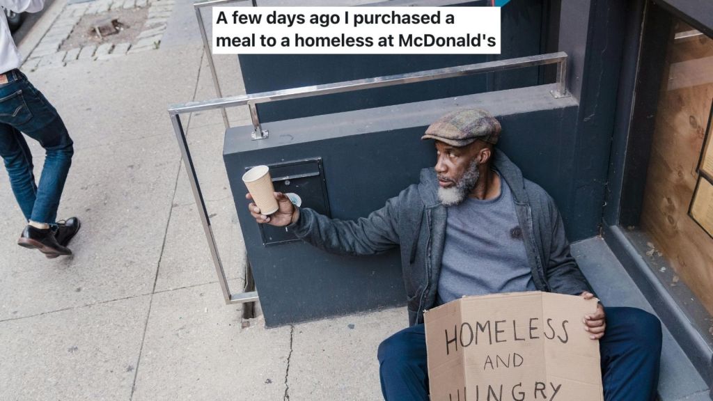 homeless man hungry