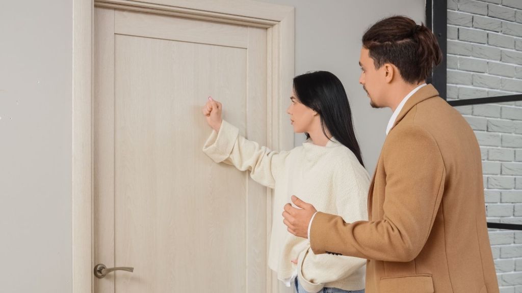couple knocking on door