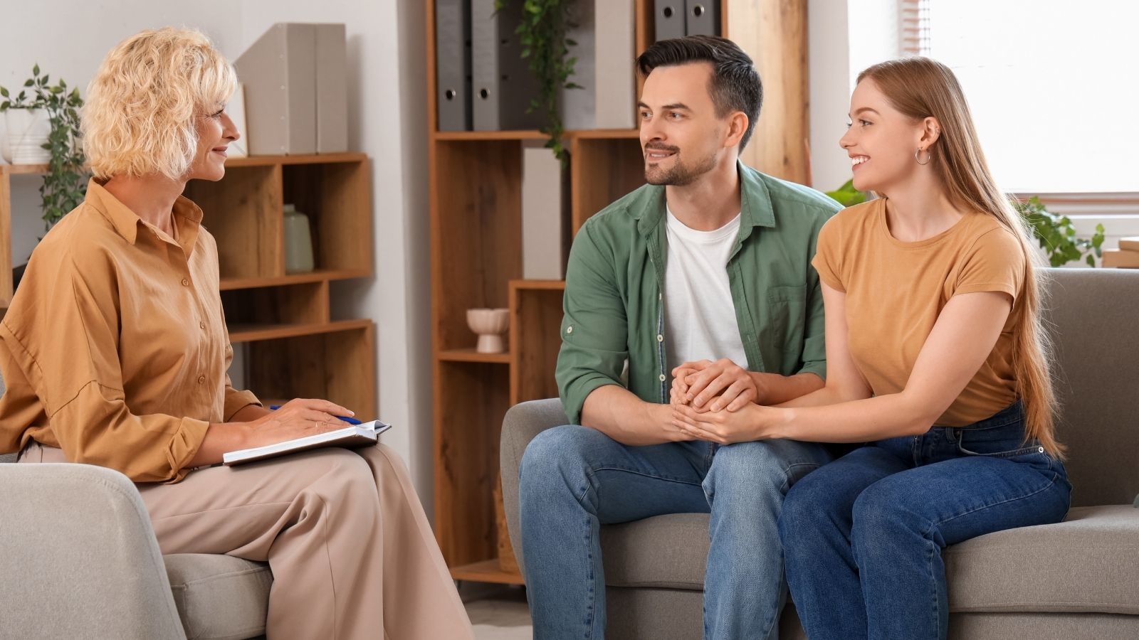 The HOA Approved Pipeline Construction, But Now Noise and Vibrations Are Disrupting a Nearby Counselors Practice and Costing Her Business therapist meeting with couple in her home