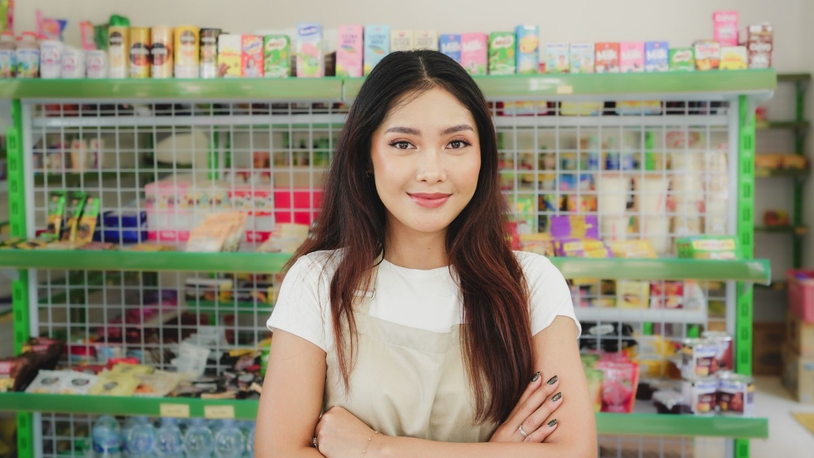 They Blocked the Aisle for an Hour to Hold a Business Meeting, But When the Supervisor Stepped In, the Store Manager Forced Him to Apologize woman working at a convenience store