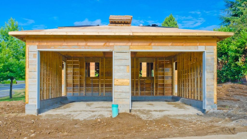 two car garage under construction
