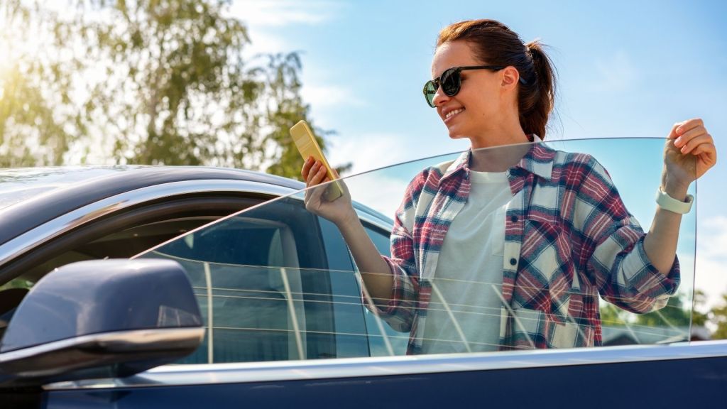 woman getting out of the car