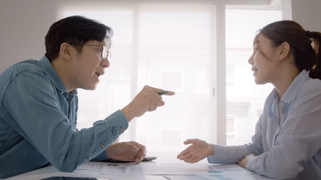 two coworkers arguing