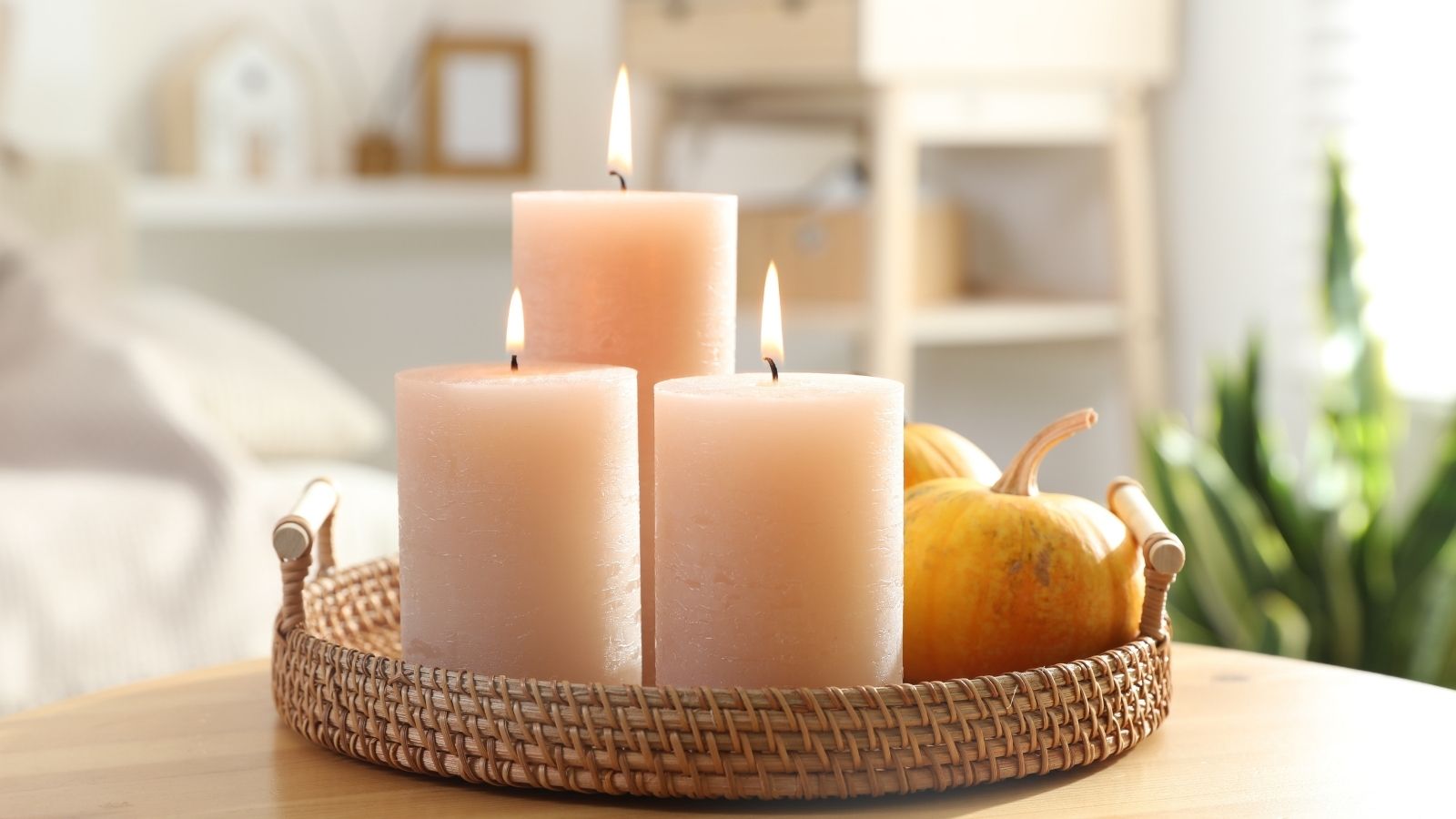 candles on a coffee table