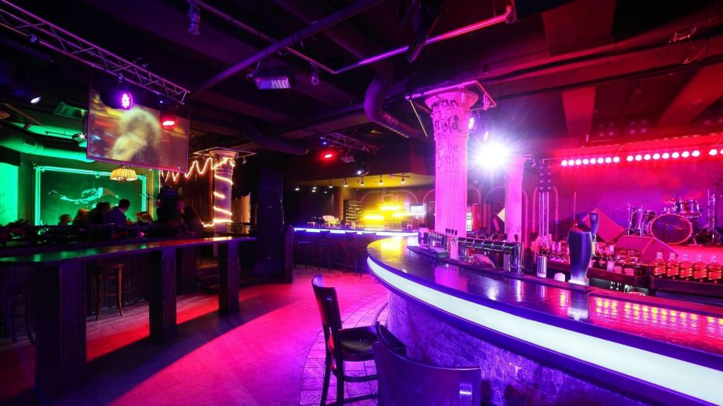 nightclub with colorful lights