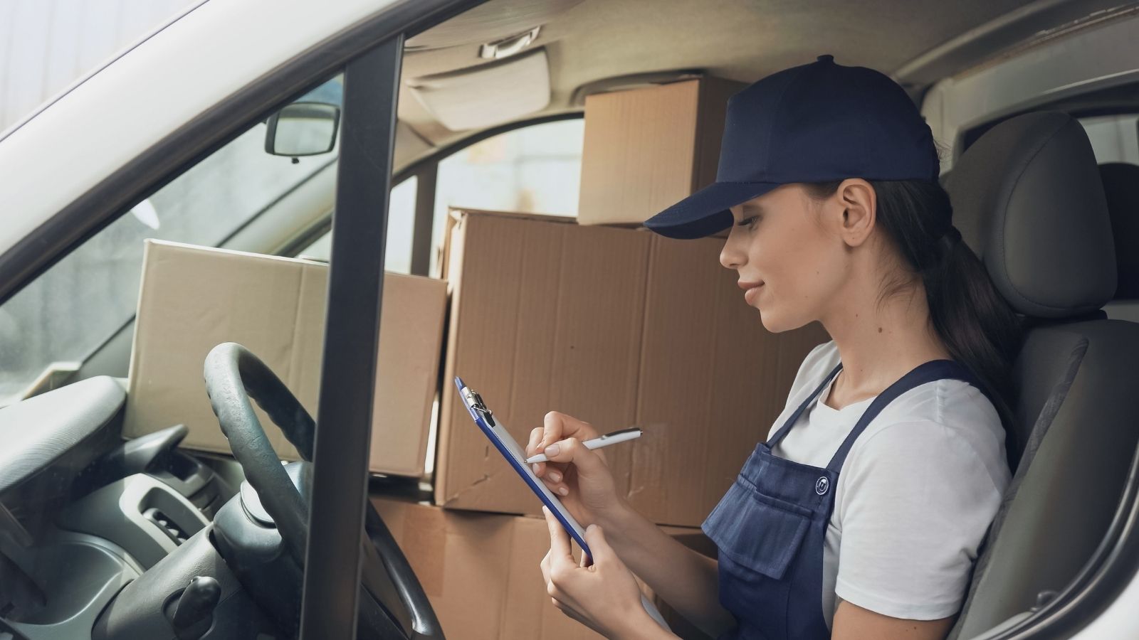 Her Depression Has Led Her to Change Jobs Multiple Times — Shes Worried Her Mom Will Tell the Neighbors woman writing on a clipboard next to boxes in a delivery truck