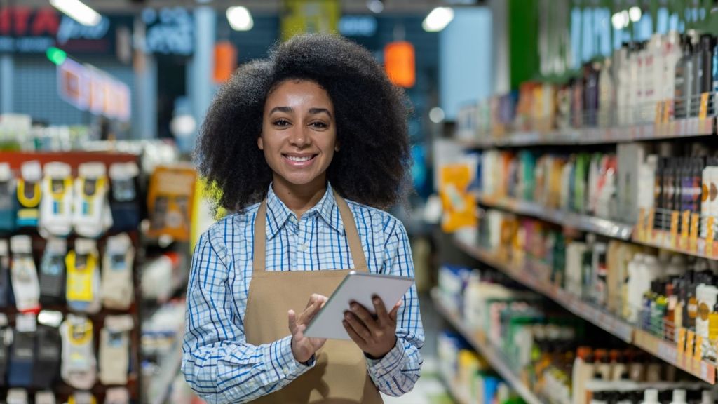 smiling female retail worker