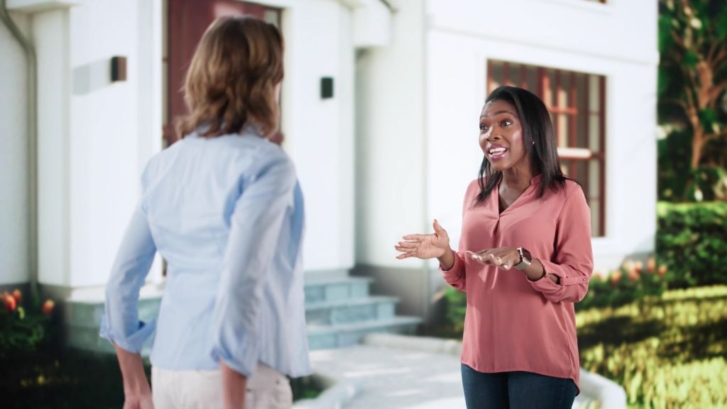 two female neighbors arguing outside