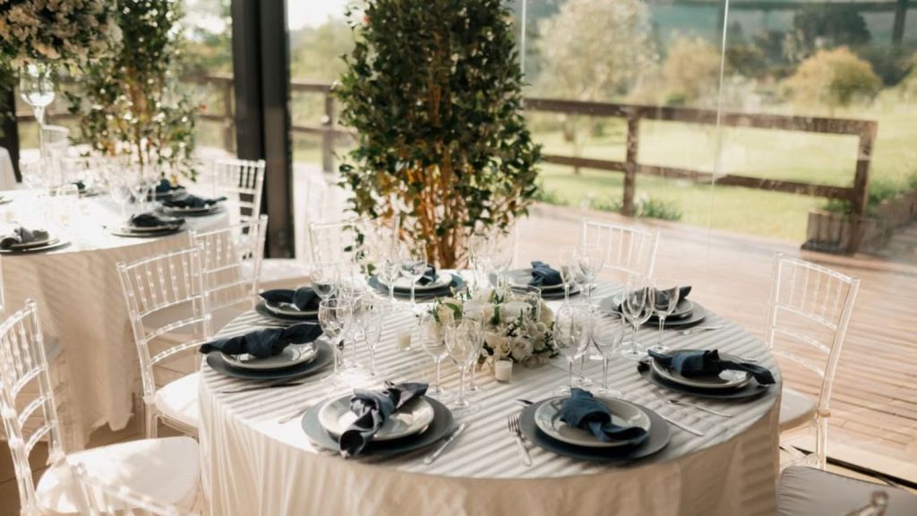 A table setup at a wedding reception