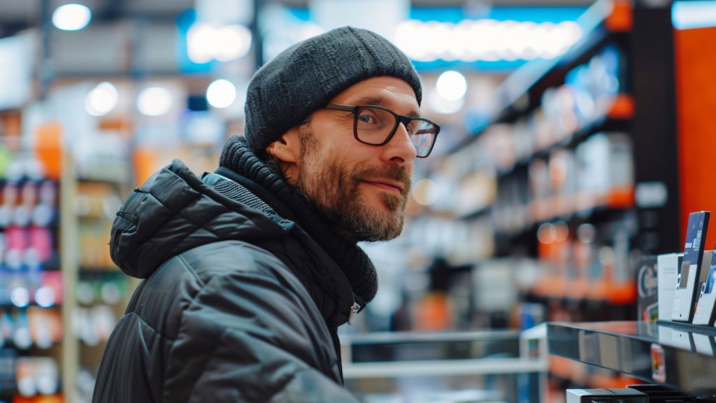 Man shopping in a hardware store