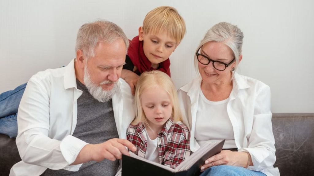 Grandparents bonding with their grandchildren