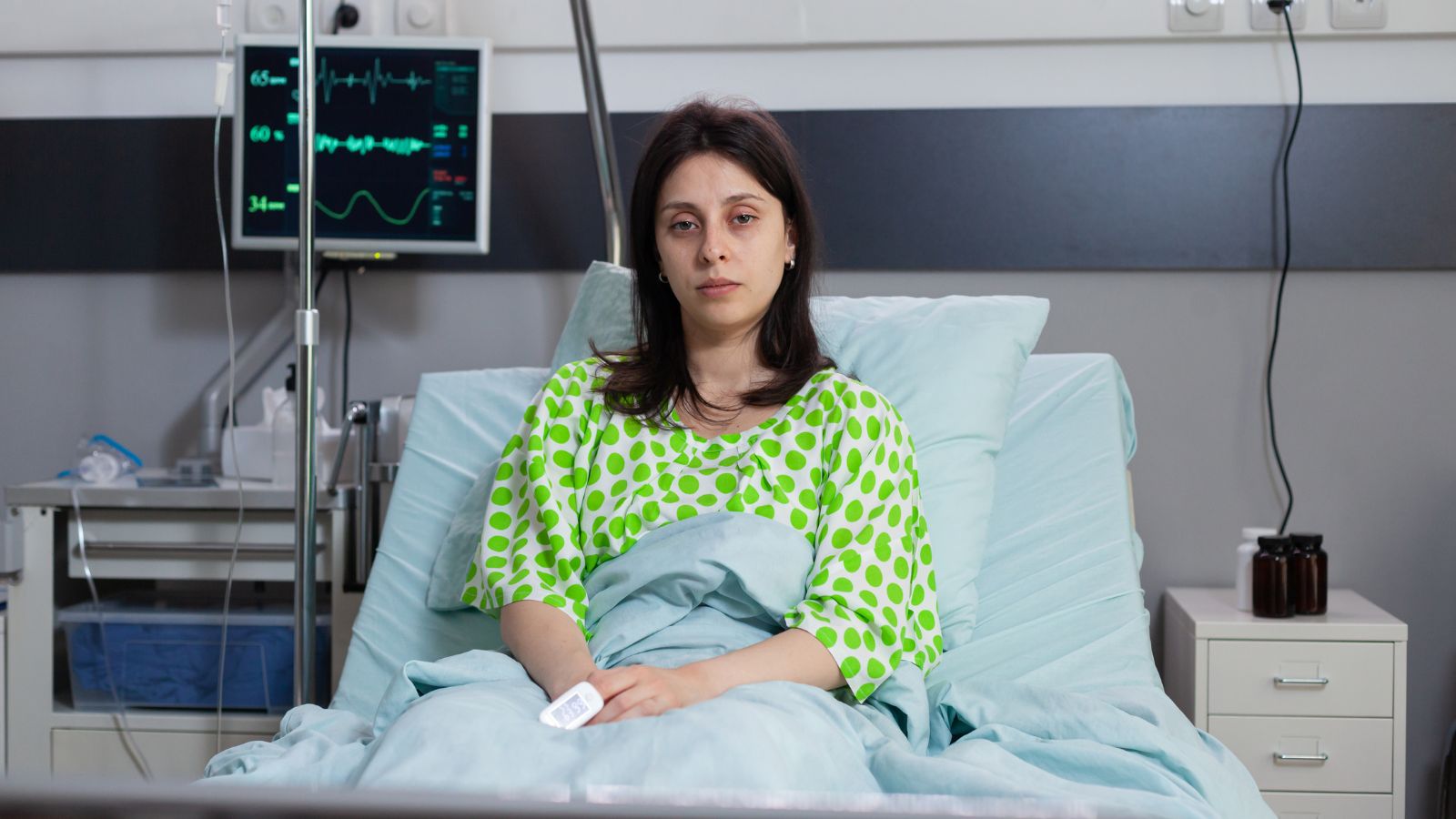 They Sent Her a Get Well Gift, And Then Dragged Her Online for Not Saying Thank You From her Hospital Bed Woman feeling sad and tired in hospital bed