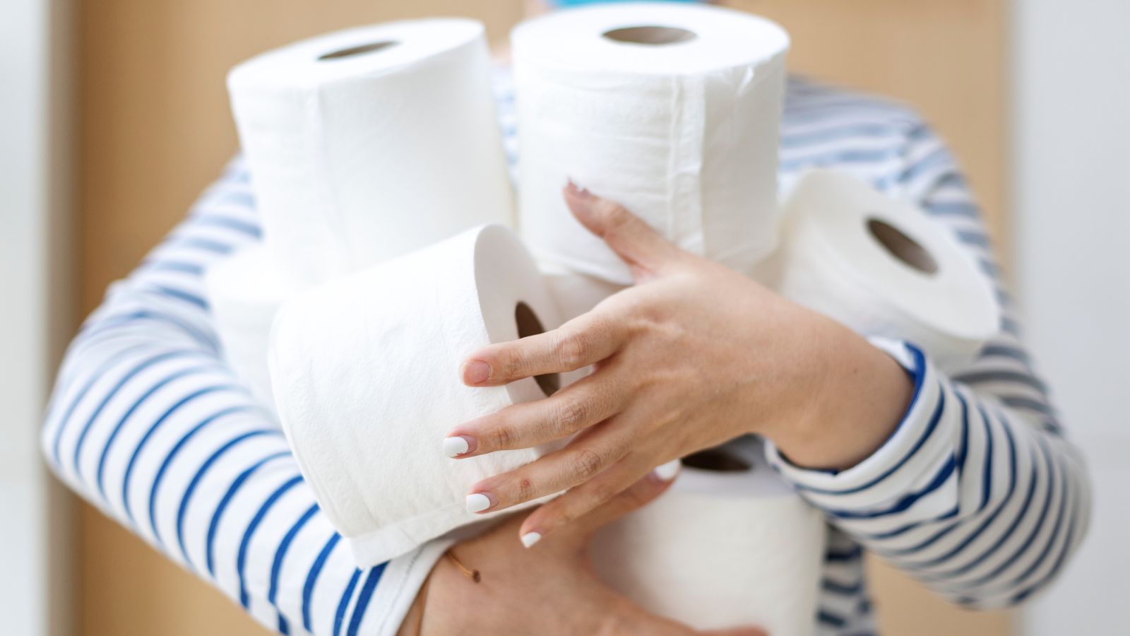 The Inspector Entered the House Empty Handed and Left With Toilet Paper, Leaving the Tenant Wondering What Else Was Missing Woman carrying rolls of toilet paper