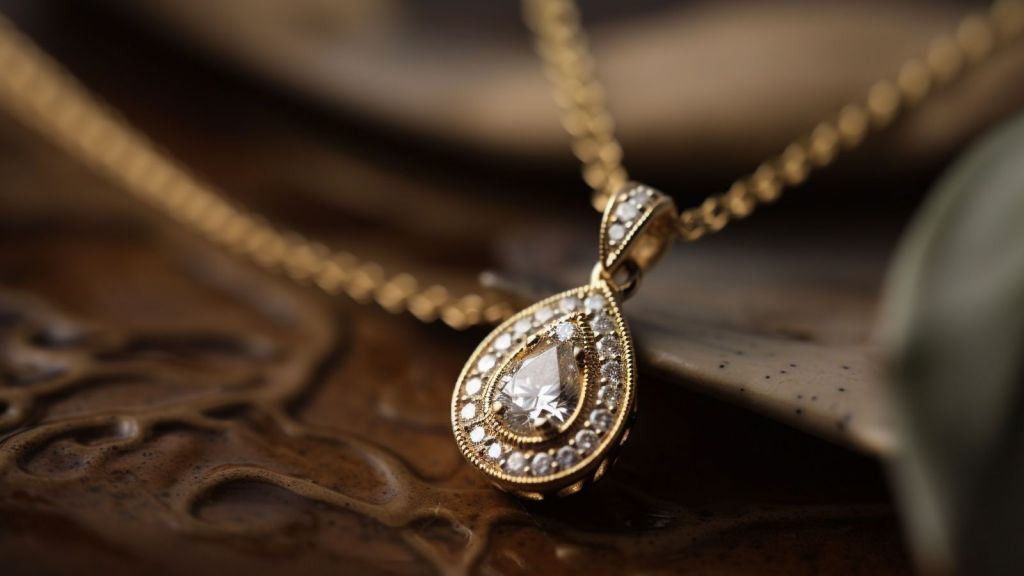 A beautiful gold necklace with gems