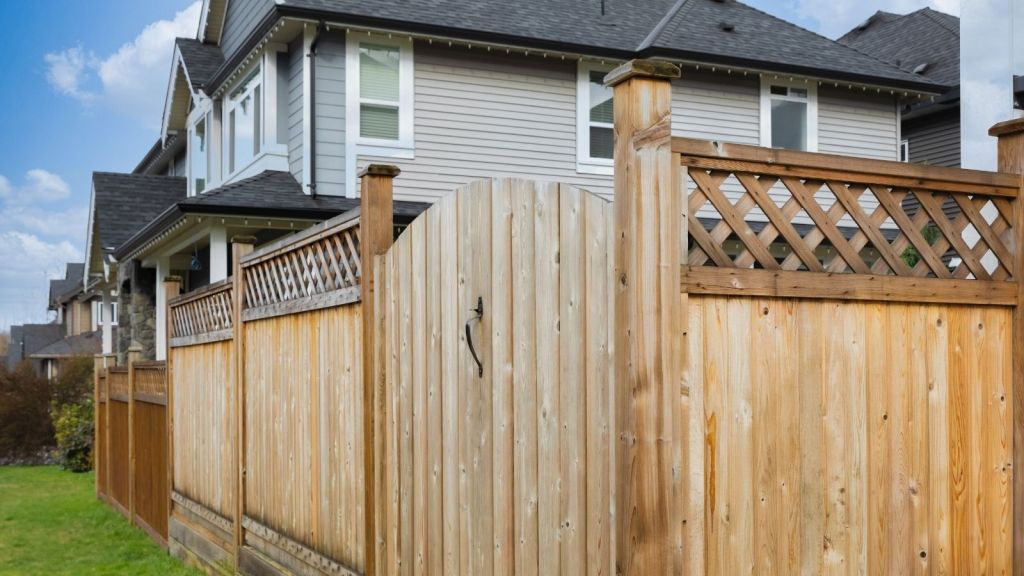 wooden fence around a backyard