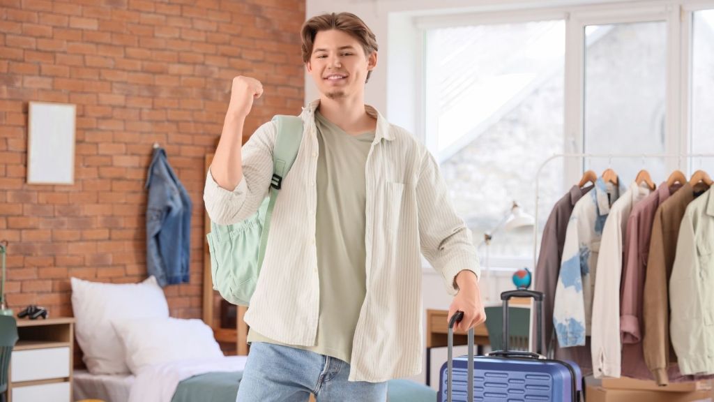 happy male college student