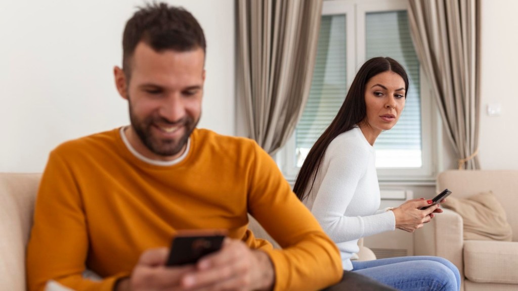 Woman suspicious of her partner