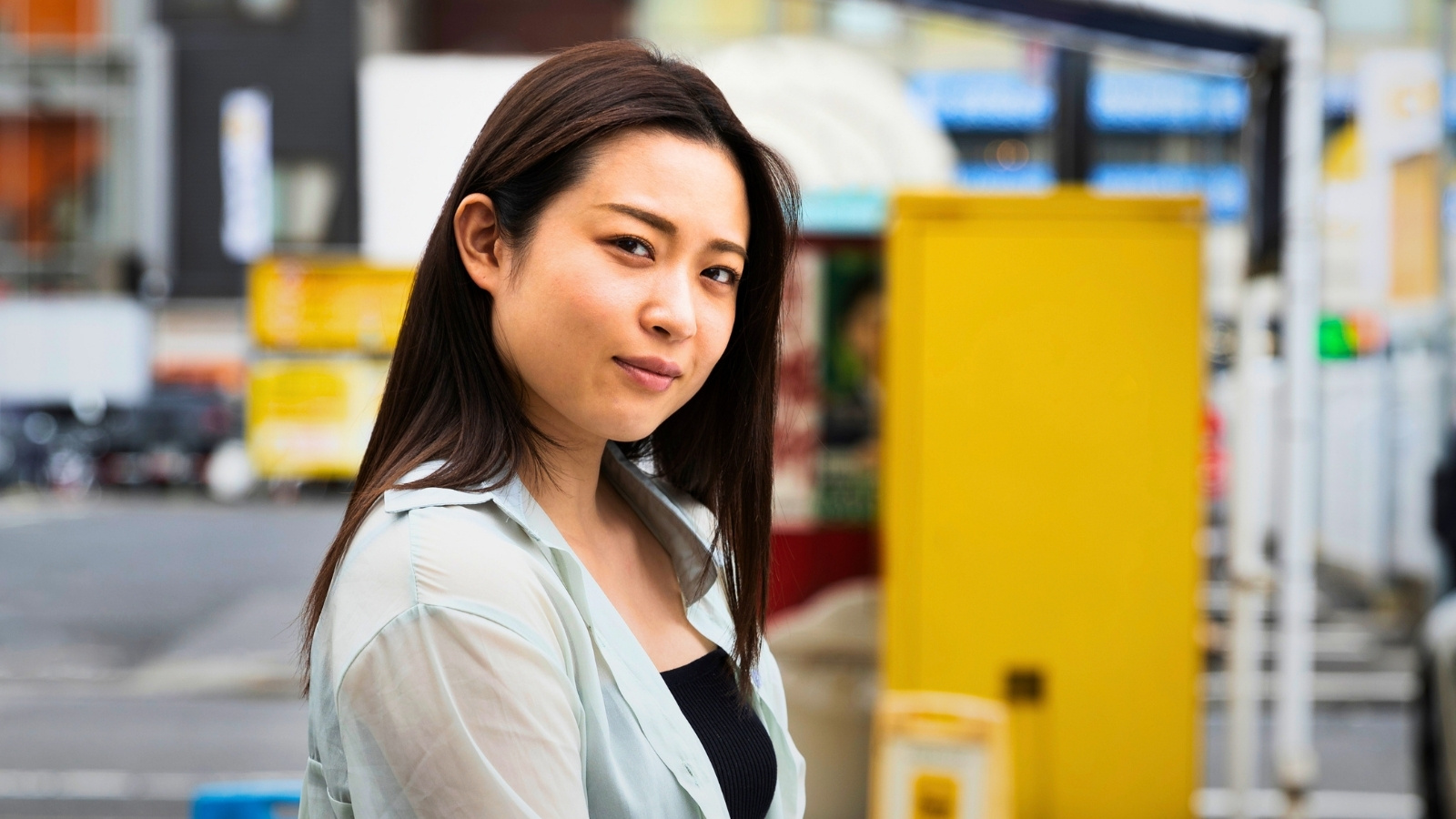 Woman at a gas station
