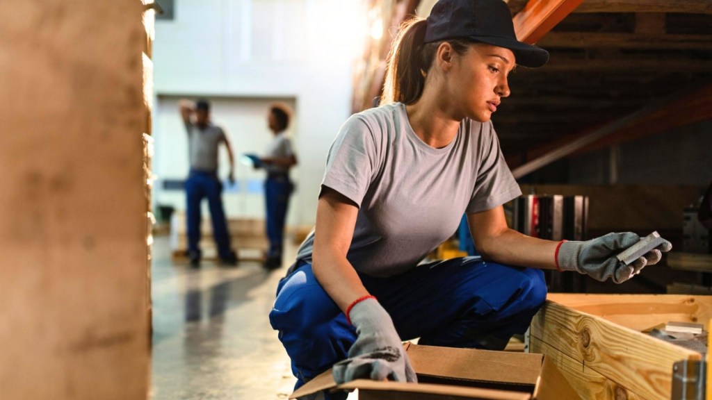 A woman working at warehouse