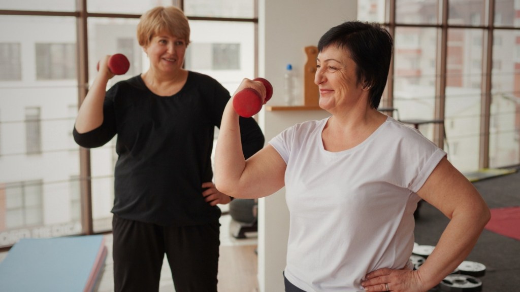 Older women working out at the gym