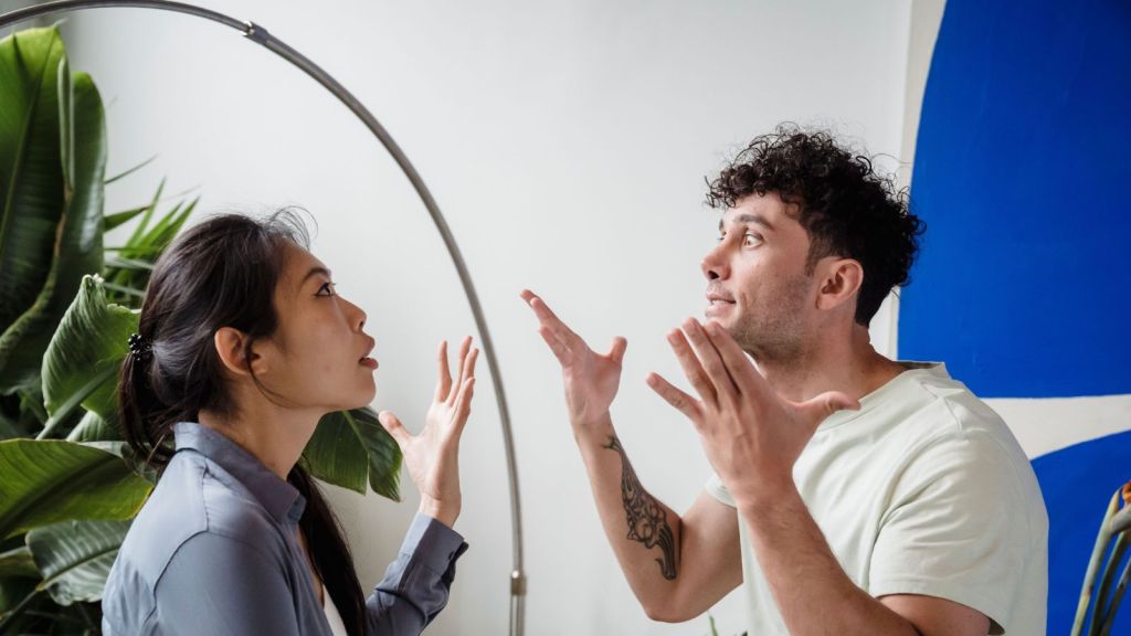 man and woman arguing