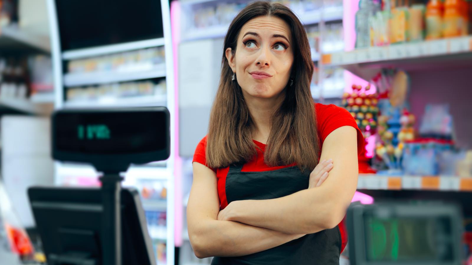 A Customer Placed Their Money on the Counter to Pay, Prompting an Immediate Conflict With the Cashier cashier in a store