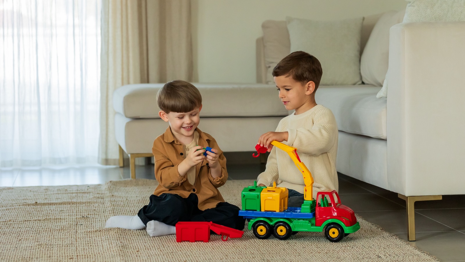 kid boys playing with toys