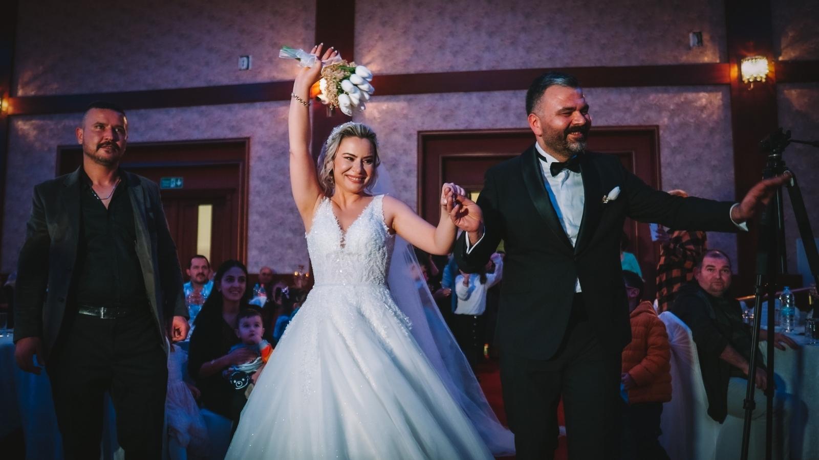 bride and groom getting married