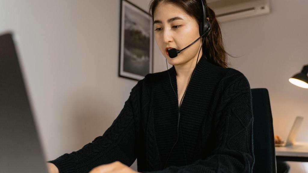 call center employee with headset