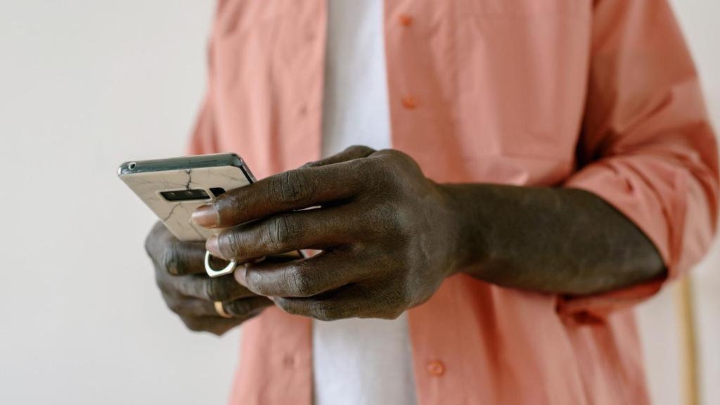 closeup of man on smart phone