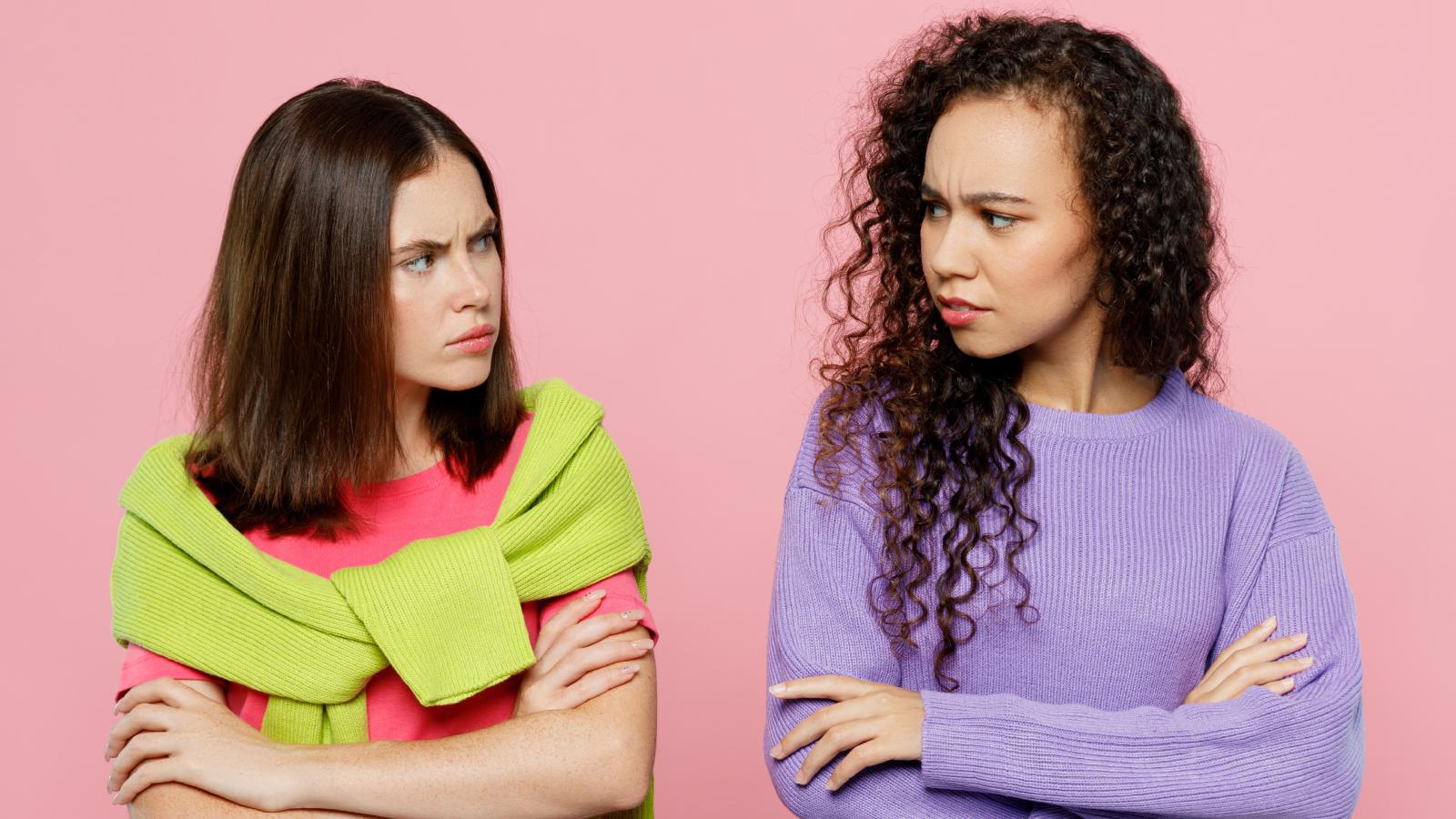two women staring at each other