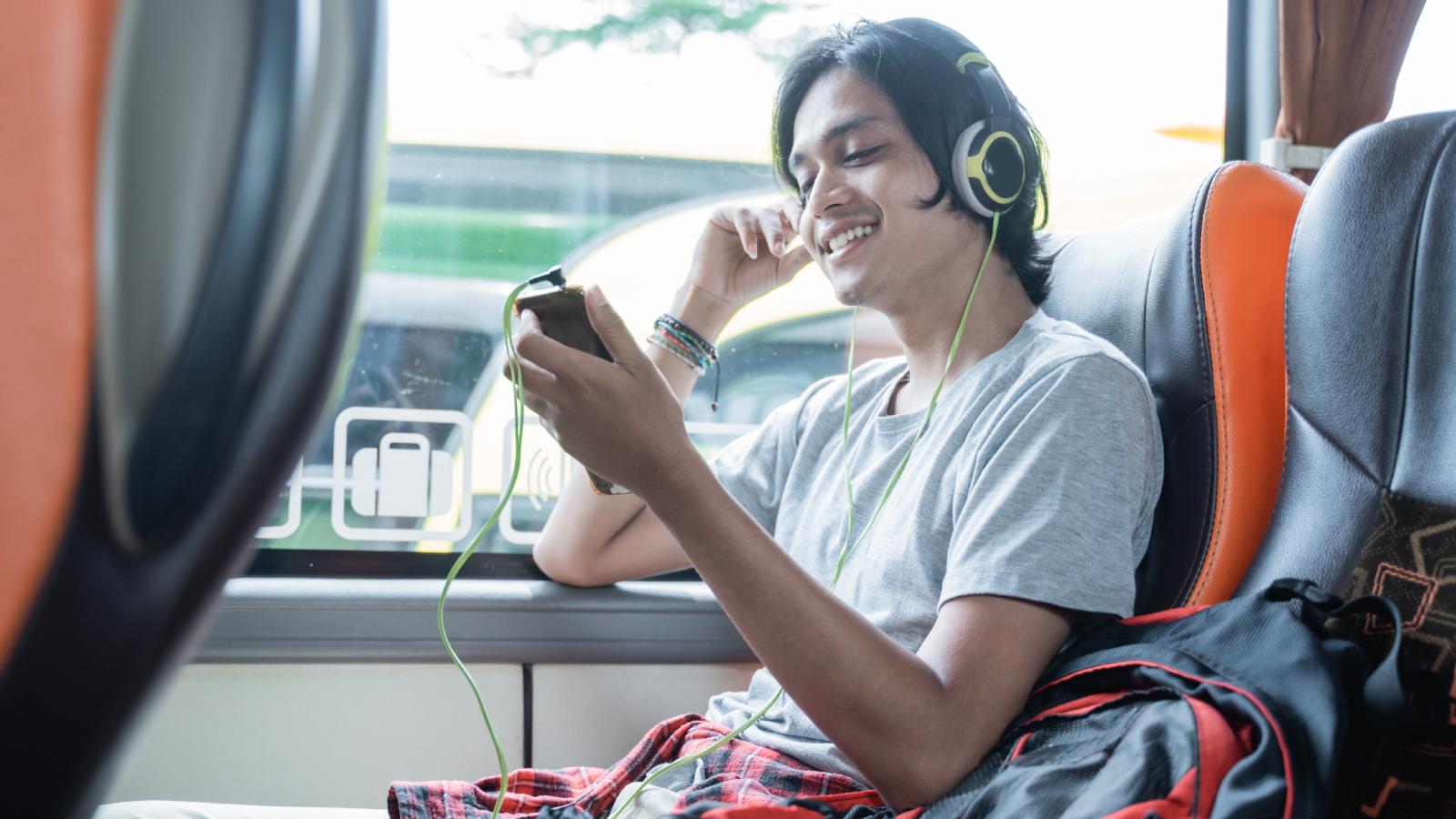 man on a bus