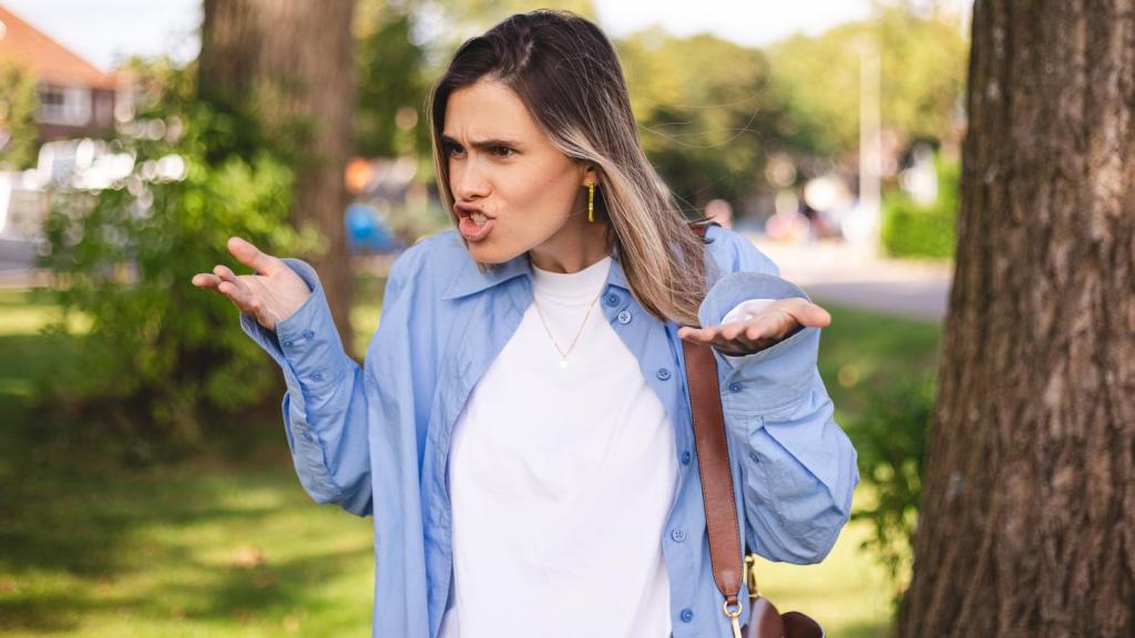 woman yelling in a street