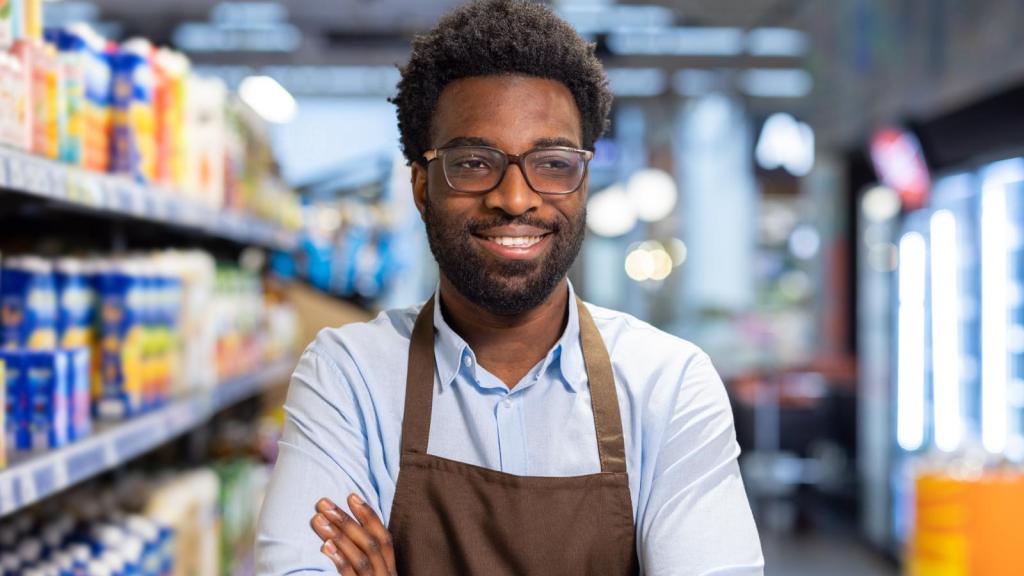 man in a grocery store